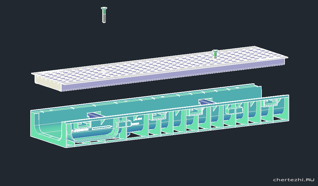 3D модель водоотводного лотка производства фирмы "Аквасток"