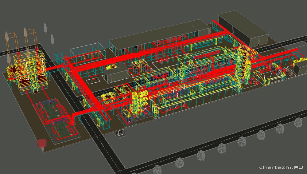 Комплекс установки гидроочистки дизельного топлива 3D модель завода