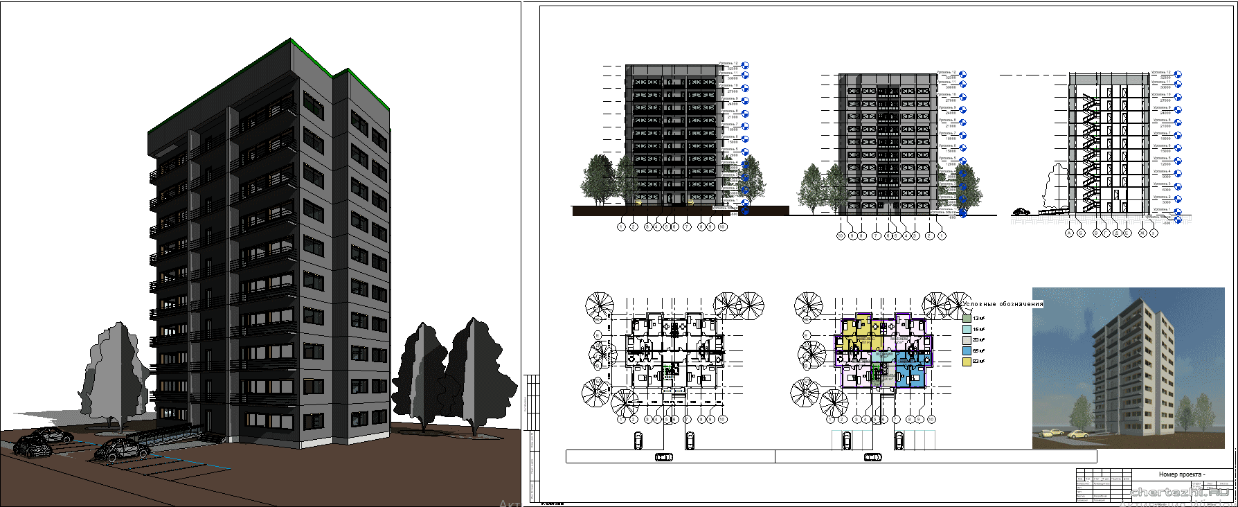 10-ти этажный жилой дом 22,53 х 17,67 м
