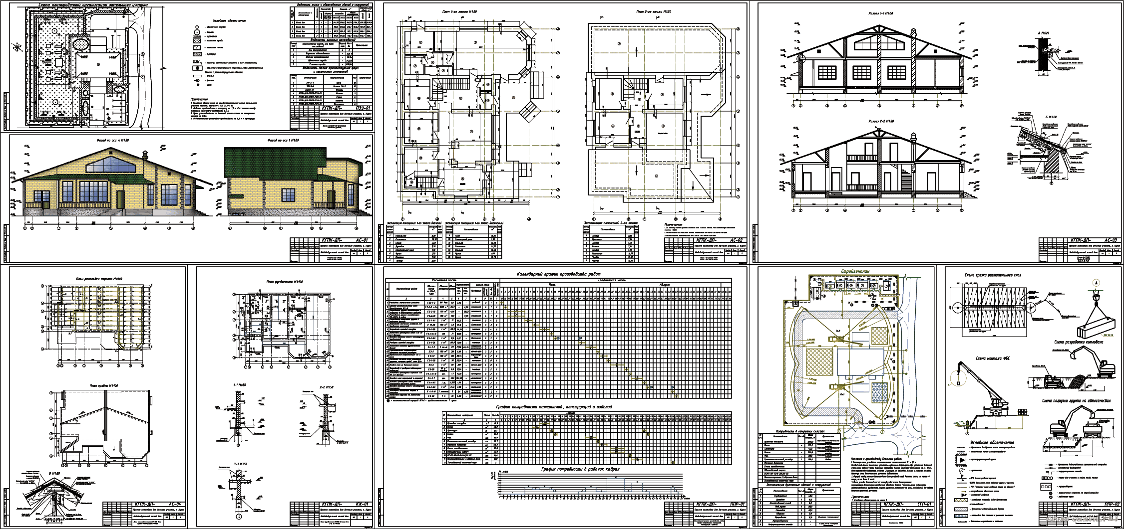 Дипломный проект (колледж) - 2-х этажный коттедж 14,2 х 18,9 м в г. Курск