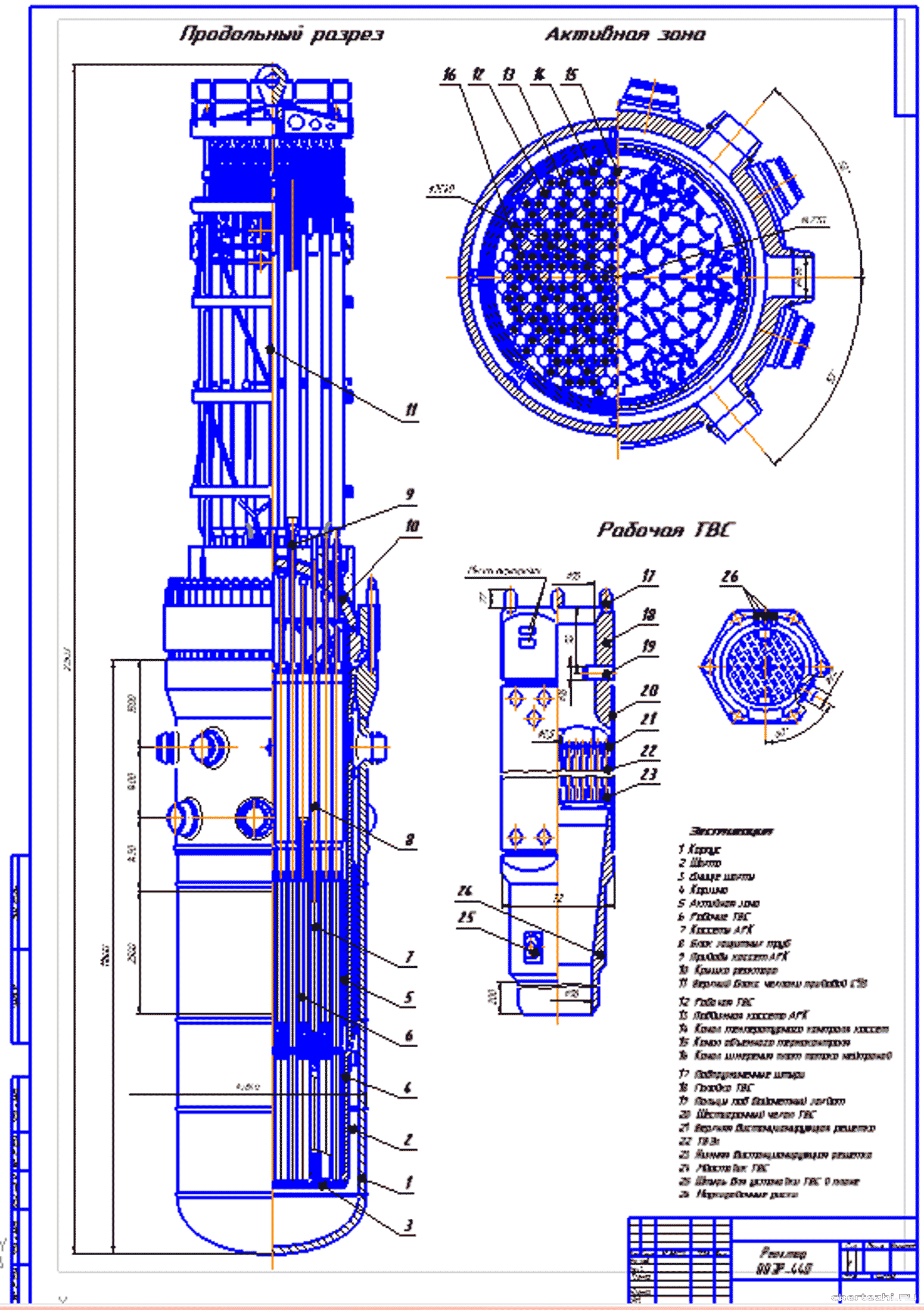 Чертежи - Активная зона реактора ВВЭР - 440