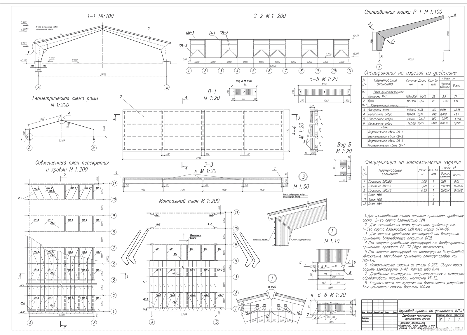 Курсовой проект - Деревянные конструкции одноэтажного здания / Расчет клеефанерной плиты покрытия с одной верхней обшивкой