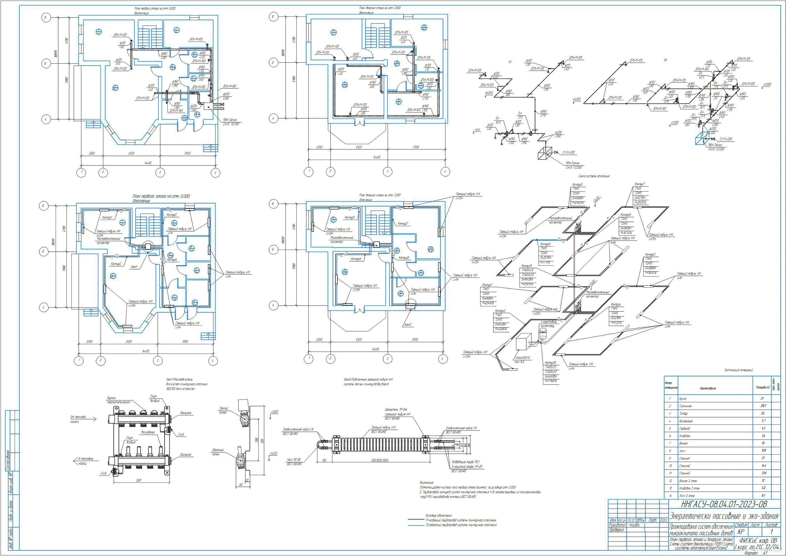 Курсовой проект - Проектирование систем обеспечения микроклимата пассивного дома в г. Тамбов