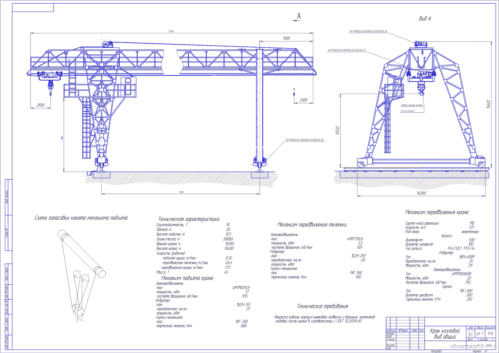 Курсовой проект - Расчет и проектирование крана козлового грузоподьемностю 10 тонн