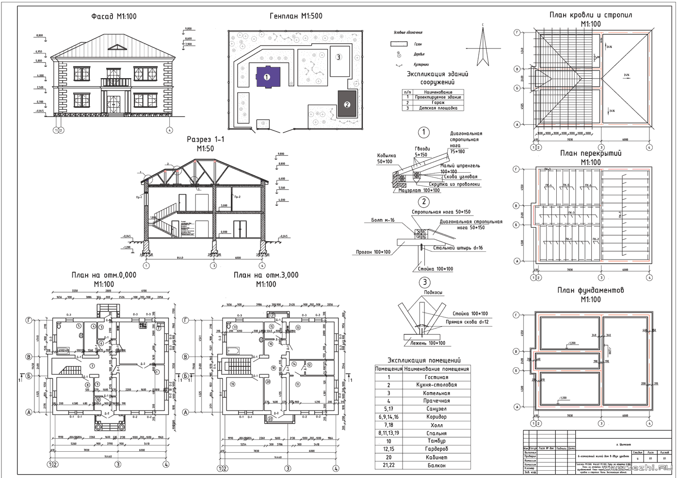 Курсовой проект - 6-ти комнатный жилой дом в двух уровнях г. Шымкент