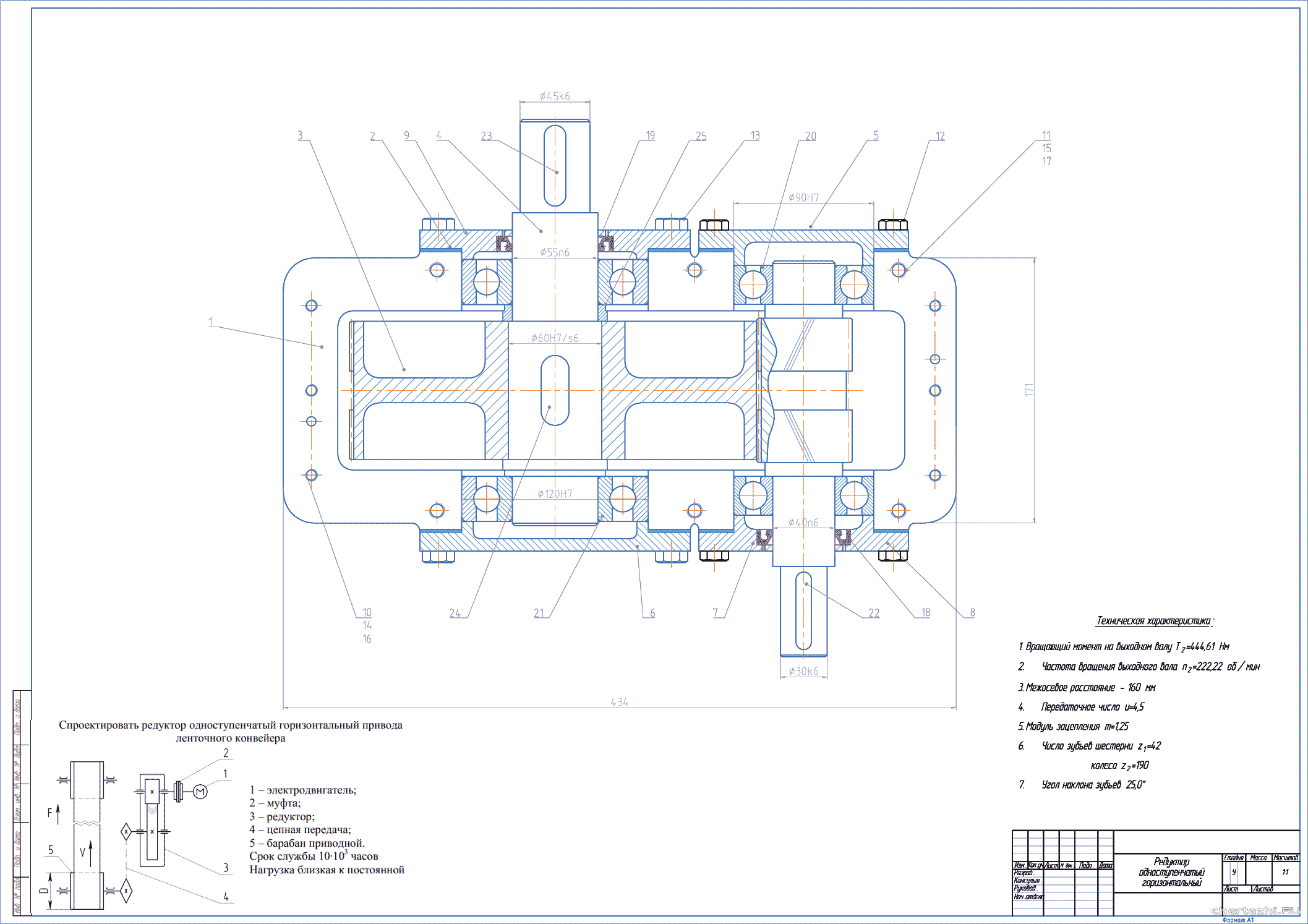 Курсовой проект - Проектирование и расчет цилиндрического зубчатого редуктора