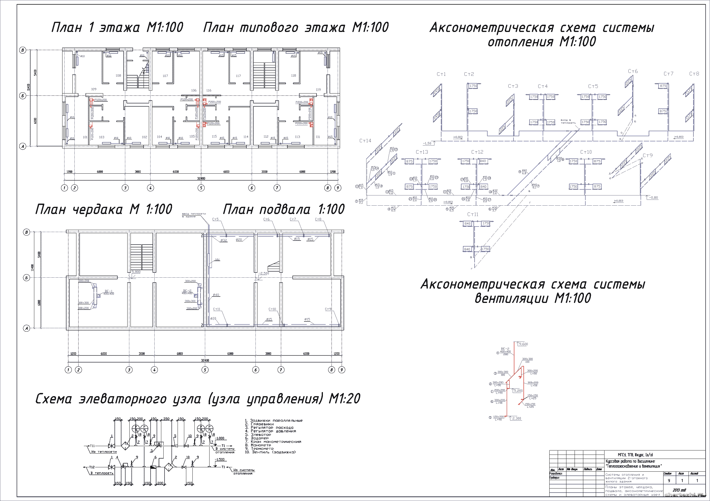 Курсовой проект - Системы отопления и вентиляции 2 - х этажного жилого здания в г. Томск